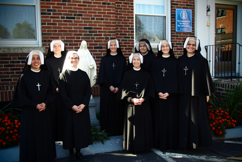 Sisters of Our Lady of Mercy in front of the former Boston convent